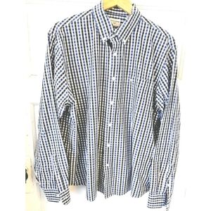 Dockers Blue Black Plaid Long Sleeve Button Up Shirt